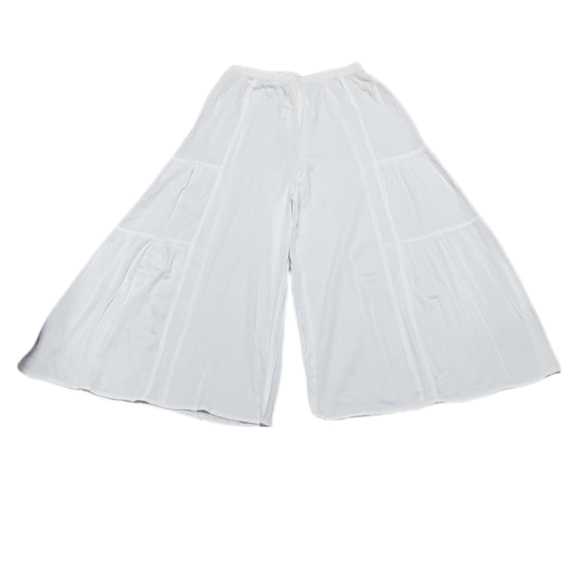 White Sheer Wide Leg Elastic Waistband Etc. By lazy daisy Boho Palozza Pants - Picture 3 of 13